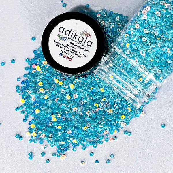 Sky Blue With Multicolor Shine Glitter/Sequins (BS2) | Craft Shop India