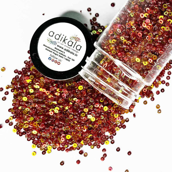 Red With Golden Shine Glitter/Sequins (RS2) | Glitter | Sequins | Golden Shine | Craft Shop India