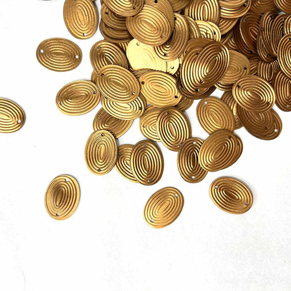 Golden Oval Shape Textured Sequins & Shakers | craft shop india | india craft shop