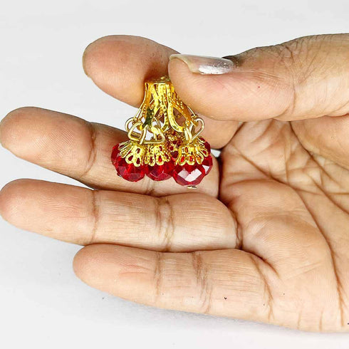 Red Color acrylic Beads Jhumka Set Of 5