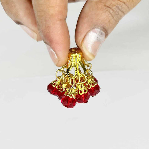 Red Color acrylic Beads Jhumka Set Of 5