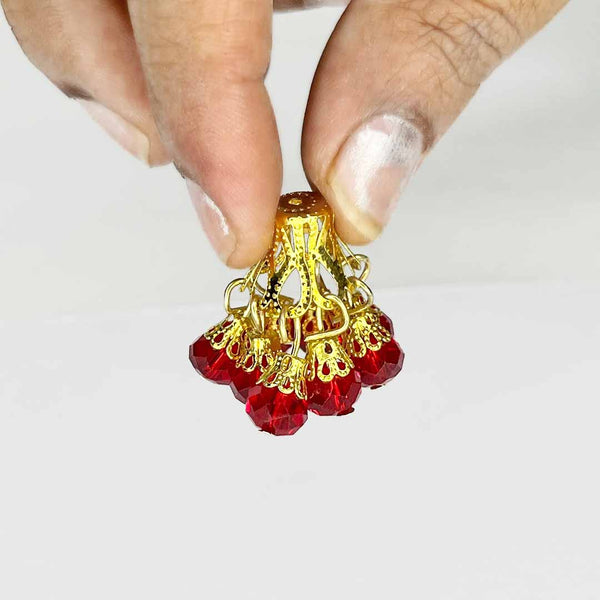 Red Color acrylic Beads Jhumka Set Of 5 | Red Color acrylic Beads | Beads Jhumka | Jhumka Set Of 5 | Craft Shop India