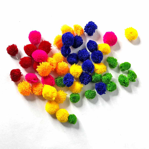 Multicolored - Pom Pom Balls Pack Of 50 | Multicolored Pom Pom | Pom Pom Bolls | Pack of 50 | craft shop india