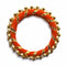 Orange Color Gota & Beads Ring Set Of 10