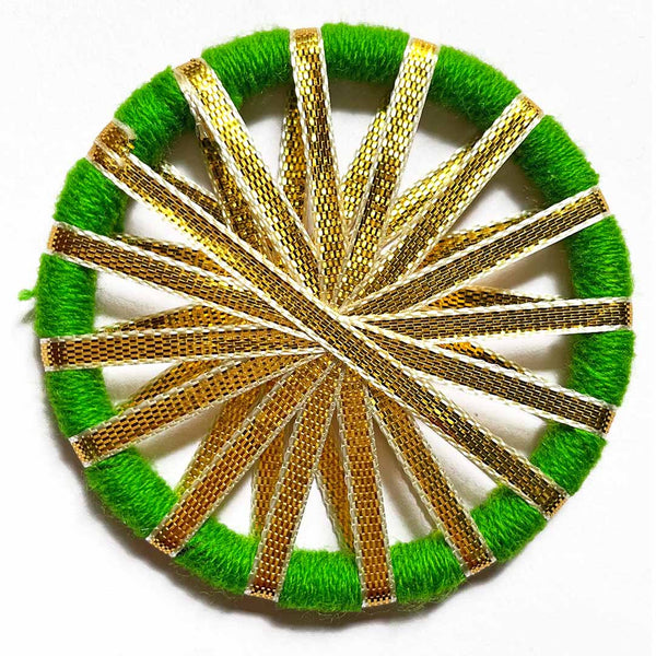 Green Color Gota Chakra Ring Set Of 6 | craft shop india | india craft shop | Art Craft | Online Craft | Hobby Craft | Craft Material | Craft Shop India | Craft Store Online | Handemade | Indian decoration | Craft Making | Project Making | Wedding Decoration