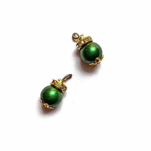 Bottle Green Beads With Golden Hanging
