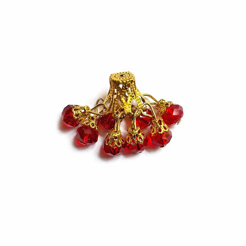 Red Color acrylic Beads Jhumka Set Of 5