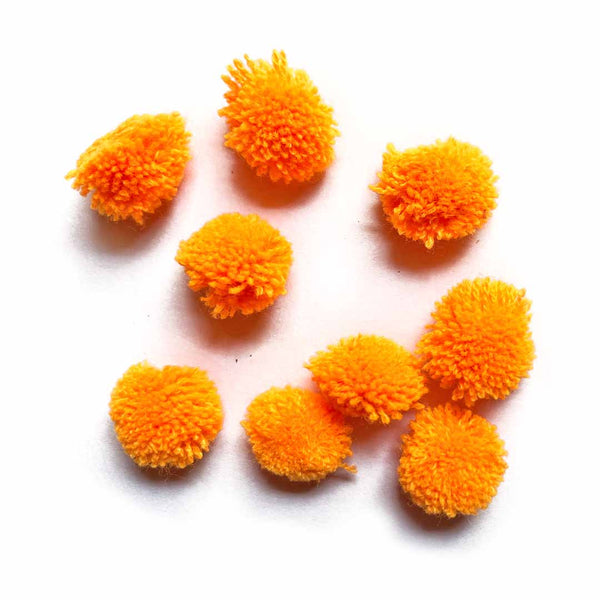 Orange - Pom Pom Balls Pack Of 50 | Orange Color Pom Pom | Pom Pom | Craft Shop India | Pom Pom Collection | Project | Decoration