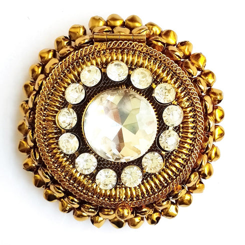 Round Shape | Antique Gold Finish | Handcrafted Box | Stonework & Ghungroo | Craft Shop India