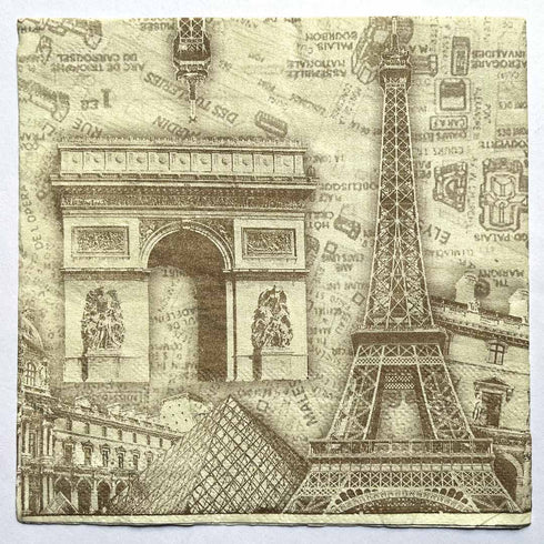 Vintage Style Historical Buildings - Decoupage Napkin