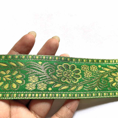Green & Golden Zari Color Weaving Border - ( 5mtr )