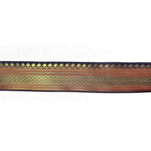 Blue & Golden Zari Color Weaving Border- ( 5mtr )