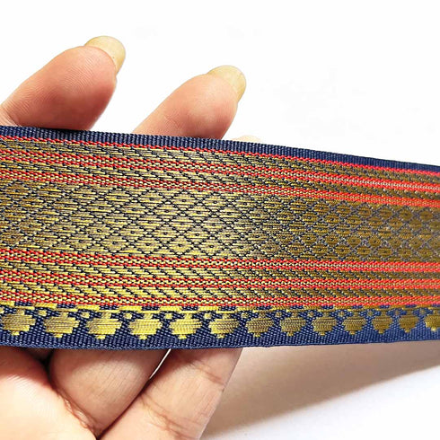 Blue & Golden Zari Color Weaving Border- ( 5mtr )