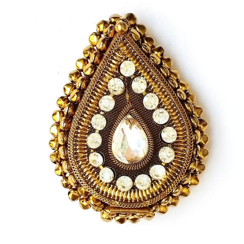 Tilak Shape | Antique Gold | Finish Handcrafted Box | Stonework | Ghungroo | Craft Shop India