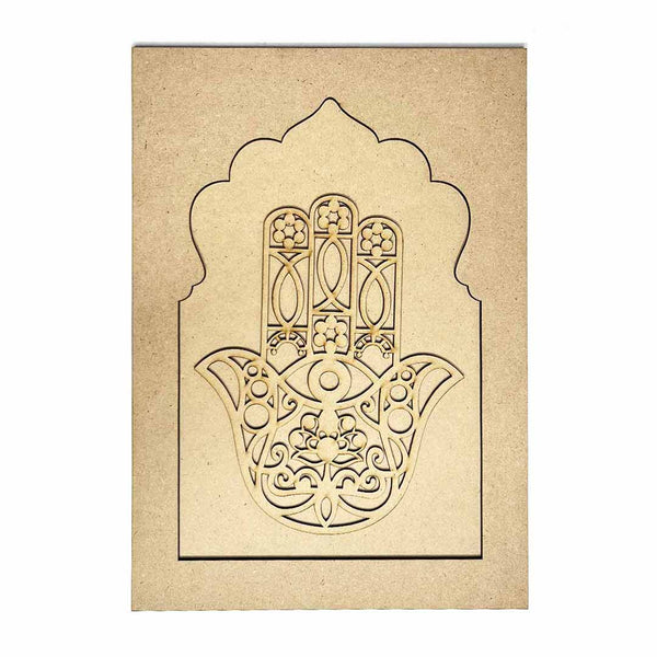 jharokha | Jharokha with Hamsa Hand | Hamsa hand | jharokha | mdf cutout | mdf | laser cutting design product | pichwai art | pichwai craft | set of 2 | decoration meking | design making | artist | indian | india | online craft | craft shop india
