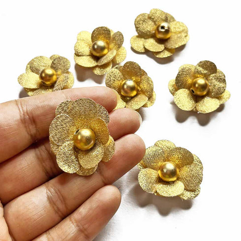 Golden Color Small Size Flower Set Of 20