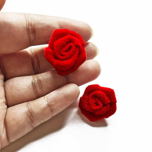 Maroon Color Velvet Rose Flower Set Of 20