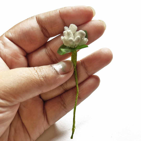 White Artificial Pollen Flower Set Of 4 Bunch