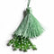Pista Green Color Thread Tassels With Beads Set Of 2