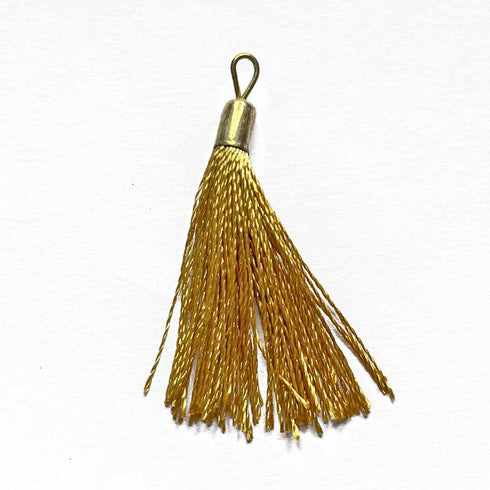 Beige Color Thread Tassels With Metal Hanging Set Of 20