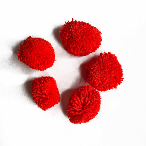 Red Color Big Size Pom Pom Pack Of 25
