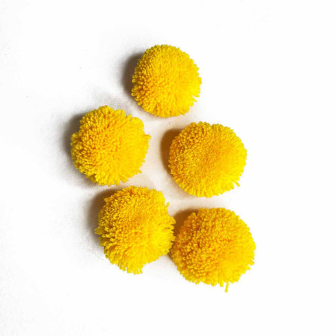 Yellow Color Big Size Pom Pom Pack Of 25