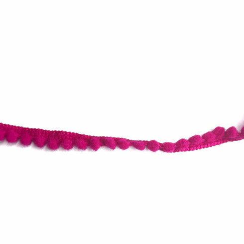 Rani Pink Soft Polycotton Pom Pom Lace ( 5mtr ) | Soft Polycotton Pom Pom Lace | Adikala Craft Store | Art Craft | Decoration | Laces Collection | Border Collection | Craft Making