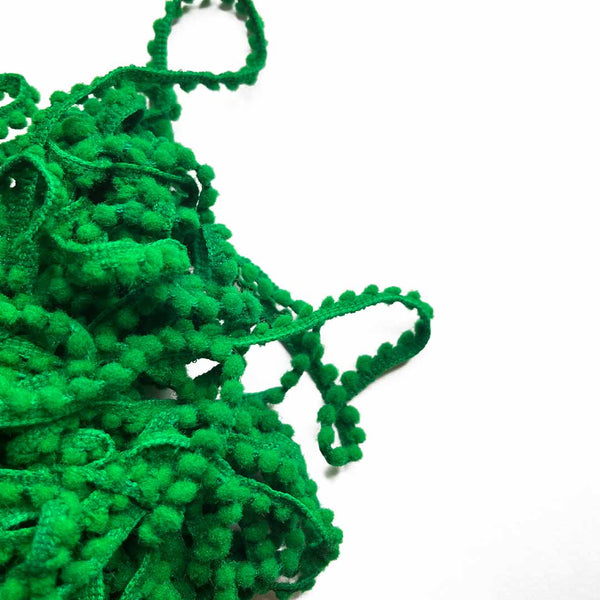 Green Soft Polycotton Pom Pom Lace ( 5mtr ) | Green Soft Polycotton | Polycotton | Pom Pom | Craft Store | Art Craft | Decoration | Laces Collection | Border Collection | Craft Making | craft shop india | india craft shop | shop craft | craft india | india craft shop