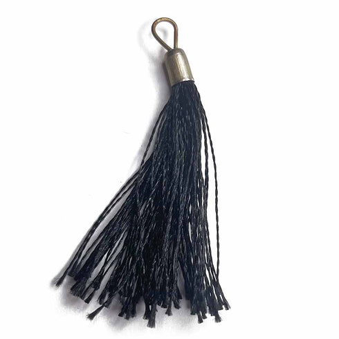 Black Color Thread Tassels With Metal Hanging Set Of 20