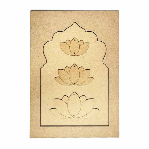 Jharokha With Pichwai Lotus Mdf Cutout 13 inches Set of 2