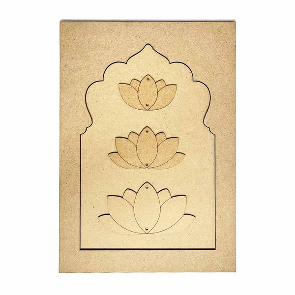 Jharokha | Jharokha with Lotus | MDF | MDF Cutout | Laser cutting Design | 13 inches | Art Craft | Craft Shop India | Indian | Indian Art | India | Women | Product For Decoration Making | Craft SHop India