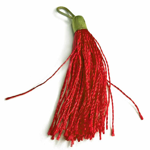Red Color Thread Tassels With Metal Hanging Set Of 20