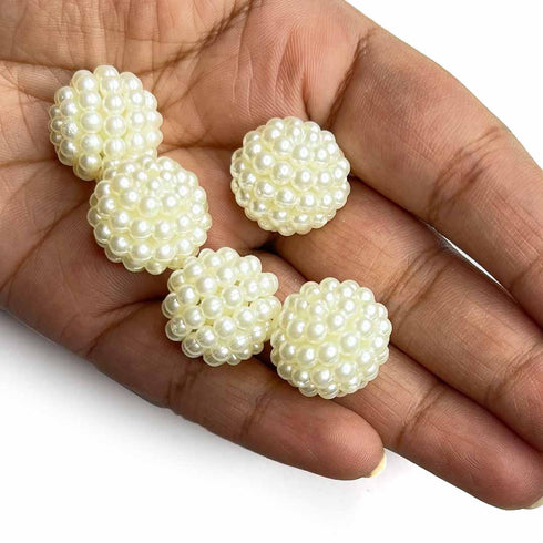 Cream Color Pearl Layered Big Size Beads Set Of 20