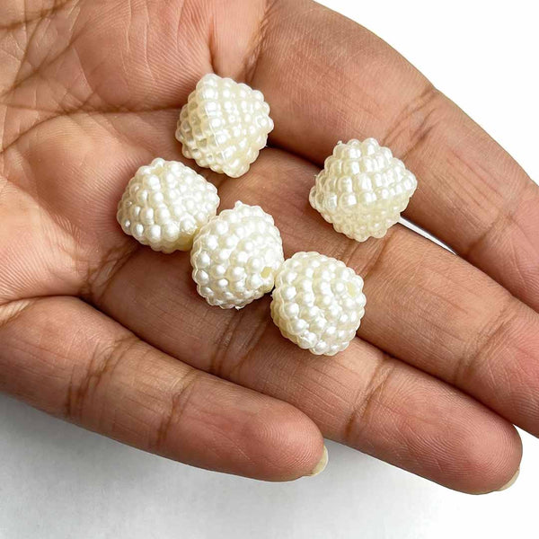 Cream Color Pearl Layered Small Size Beads Set Of 25 | Cream Color Pearl Layered | Cream Beads | Craft Store | Art Craft | Colllection | Projects | Art | Jewellery Making | Crfat Shop india | india craft shop | shop craft | craft shop india