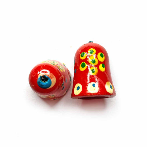 Red Color Wooden Bell Miniature