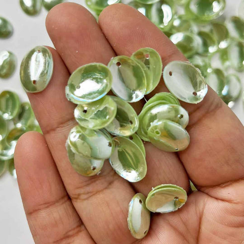 Pista Green Oval Shape Bowl Sequins & Shakers