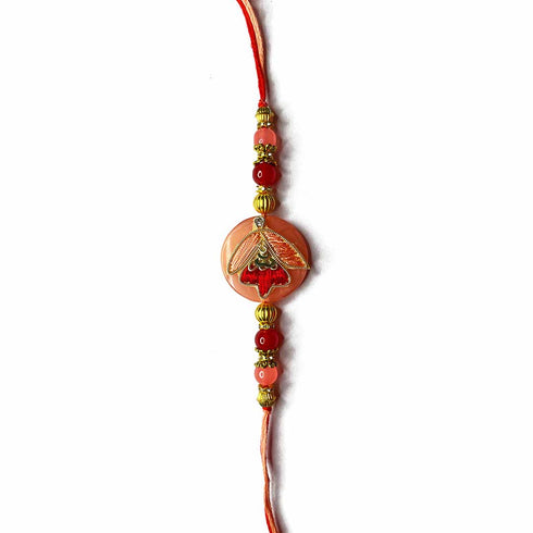 Peach Color Zardozi Work Couple Rakhi | Peach Color | Zardori Work | Couple Rakhi | Craft shop India | Online Craft Store