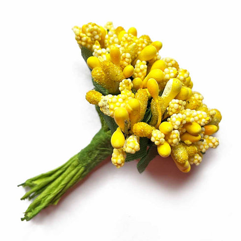Yellow Pink Artificial Pollen Flower Set Of 4 Bunch