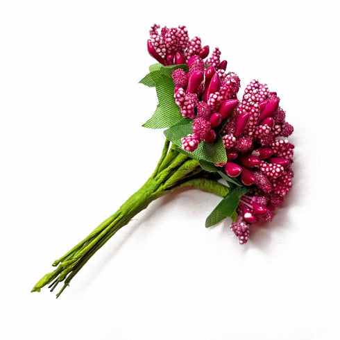 Rani Pink Artificial Pollen Flower Set Of 4 Bunch