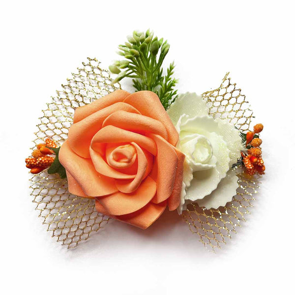Cream Color Artificial Rose Flower Bunch Set of 2 | Peach Artificial rose Flower | Flower Bunch | Craft Shop India | Craft Store | Art Craft | Decoration | Festivals | Shadi Decoration | Wedding Decoration | wooden Color Flower | Artificial Flower