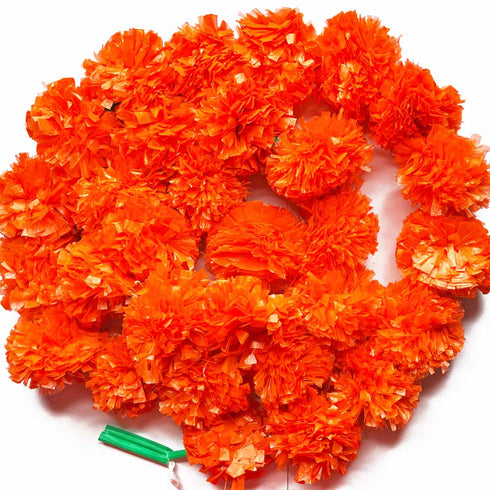 Orange Color Artificial Marigold Mala Set Of 2
