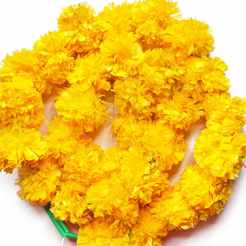 Yellow Color Artificial Marigold Mala Set Of 2