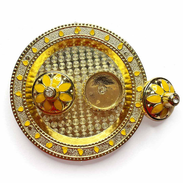 Yellow Color Acrylic Roli Chawal Plate | Roli Chawal plate | Roli Plate | Plate | Pooja | Art Craft | Decoration Essentials | Craft Shop India
