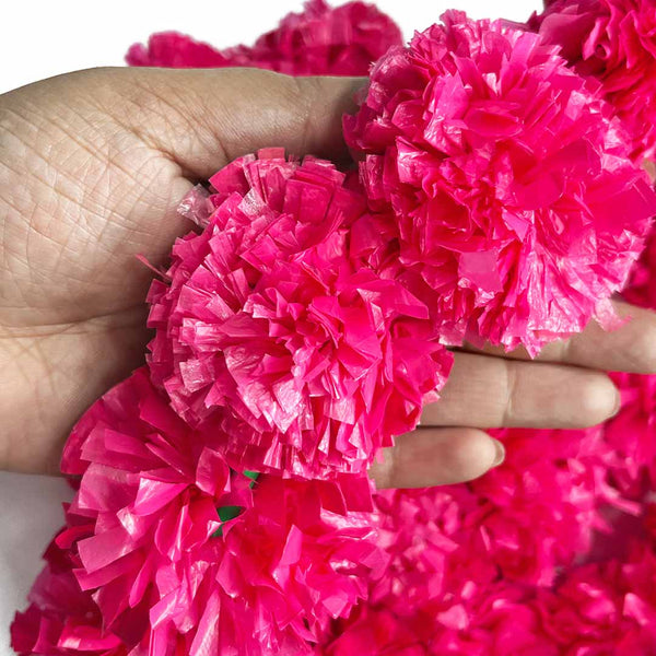 Pink Color Artificial Marigold Mala Set Of 2 | Pink Color Flower | Artificial Flower | Artificial Marigold Flower | Craft Shop India