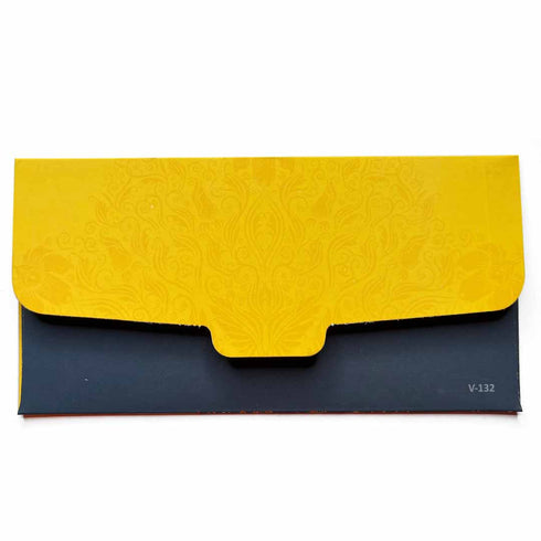Yellow & Blue Color Exclusive Velvet Finish Designer Shagun Envelope Pack Of 2