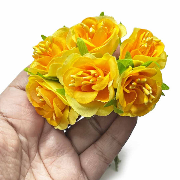 Yellow Color Flowers Bunch 2 Of 12 PCS | Yellow Color Flower | Craft Shop India | Art Craft | Flower Bunch