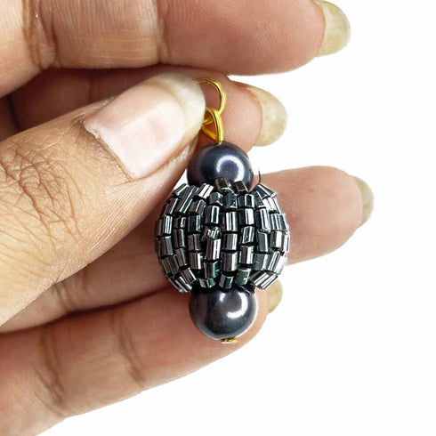 Black Katdana Ball Tassels Set Of 2 | black katdana | tassels | ball tassels | Craft shop india | india craft