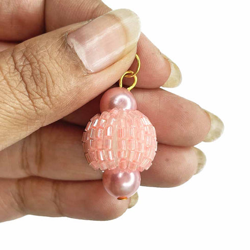 Peach Katdana Ball Tassels Set Of 2