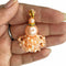Peach Color Big Size Bead With Katdana Ruffled Tassels Set Of 2