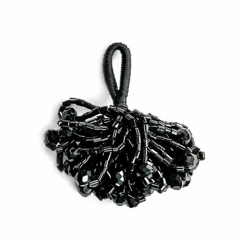 Black Color Crystal Beads & Katdana Ruffled Tassels Set Of 2